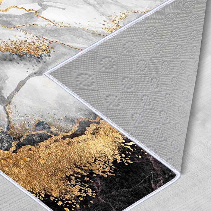 Conceptum Alfombra 160 x 230 cm Blanco, Gris, Dorado y Negro